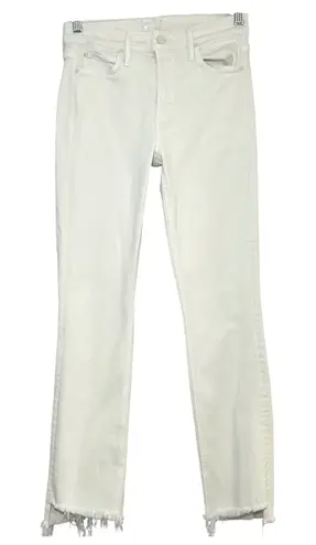 MOTHER The Mid Rise Dazzler Ankle Step Fray Jeans White Size 27 summer capsule
