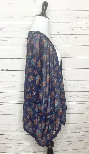 Mason + Mackenzie Sheer Blue Granny Floral Kimono Size XS Boho Festival Summer