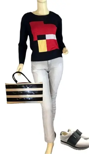 VINTAGE 1990'S PETITE SOPHISTICATE RED & BLACK W/METALLIC ACCENTS SWEATER (MP) Size undefined