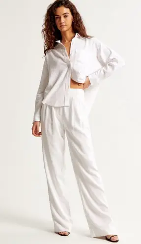 Abercrombie & Fitch  Sloane Tailored Linen-Blend Pant, White, Size M, EUC