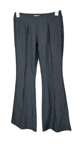 ThatsSoFetch That's So Fetch Women's Gray Pinstripe Flare Pants Tailored Trouser