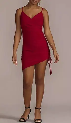 David's Bridal  Morgan & Co Red Spaghetti Strap Mini Dress Bodycon Size 1