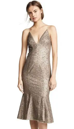 Zac Posen NWT  Robin Sequin V-Neck Plunge Ruffle Hem Midi Gown Dress Size 8