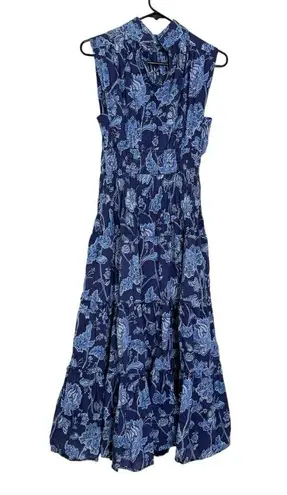 Derek Lam Collective Junia Ruched Sleeve Blue Floral Dress