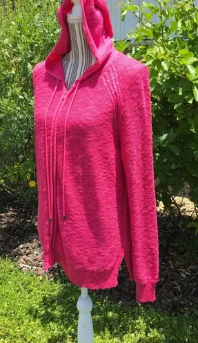 Ellen Tracy Rose color zipper XL Hooded Jacket