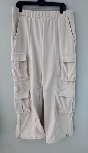 Lazy sundays size XL Wide Leg Cargo Sweatpants - Cream