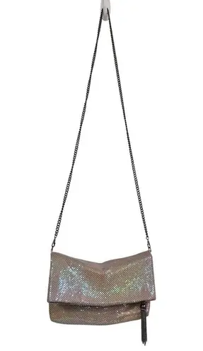 Jessica McClintock VTG Pink Iridescent Metal Mesh Purse Tassle/Chain Strap