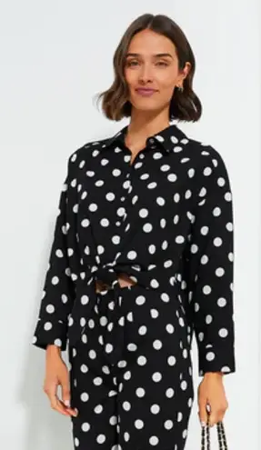 Tuckernuck Black Polka Dot Tie-Front Juliana Shirt mod print size xxl nwt