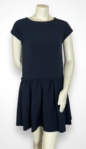 FRNCH Dress Navy Blue Ruffle Skirt Drop Waist Size M/L Medium Large Minimalist