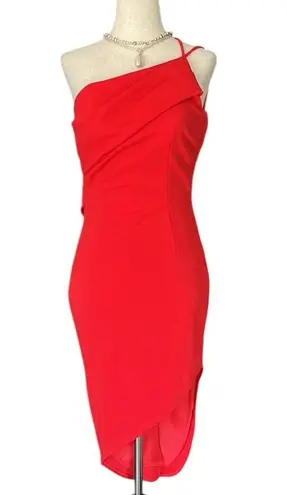Katie May asymmetric, one-shoulder draped back party dress