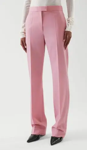 COS Pink Straight-Leg Better Wool Trousers Flat Front High Waist Career Size 2