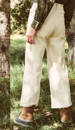 The Great Rider Wide Leg Jeans Stone Cream White Womens Size 28