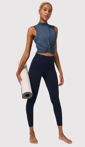 Lululemon Women Top Blue Time to Restore Mock Neck Tank Front Tie Stretch Size 8