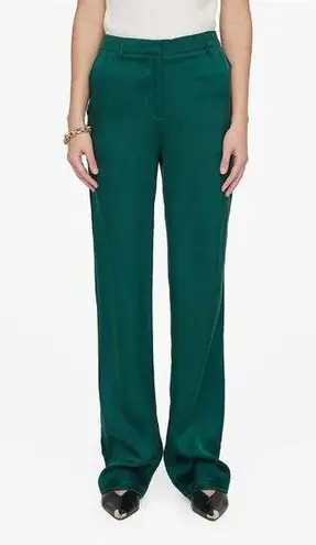 ANINE BING Emerald Green Classic Straight Leg Silk Pants Size 38 NWT