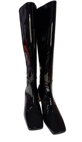 Aeyde Black Patent leather Tove Knee High Boot size 41 /US 10