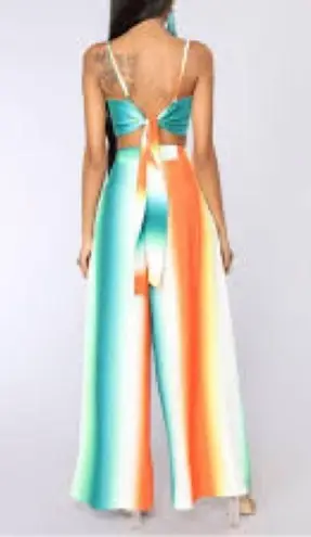 Sure To Stand Out Orange Multi Stripe 2 Piece Set Green Size M