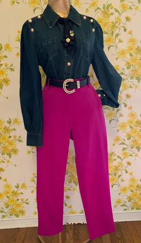 Long Sleeve Denim Embellised Button Up Shirt Size M Gold Size M