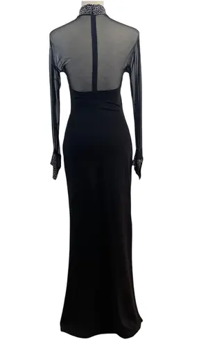 Nicole Bakti Sexy Fitted Evening Gown Dress Mesh Rhinestones