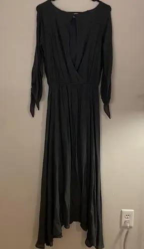 Joyfolie Dress Dark Grey High Low Long Sleeve Maxi