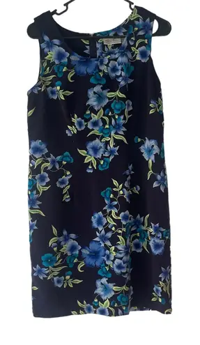 Kathie Lee Collection Kathie Lee Vintage 90s Women's Size 8 Black Blue Floral Knee Length Dress