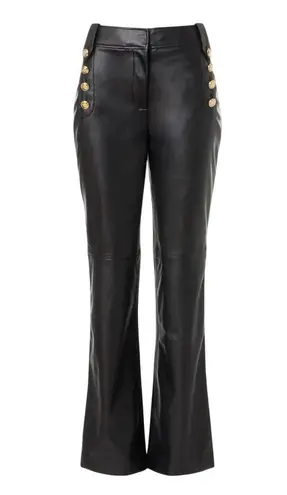 Derek Lam 10 Crosby x RTR Flare Faux Leather Sailor Pant in Black, Size US 8 Black
