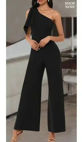 Dress the Population Tiffany One-Shoulder Jumpsuit in Black Size Small
