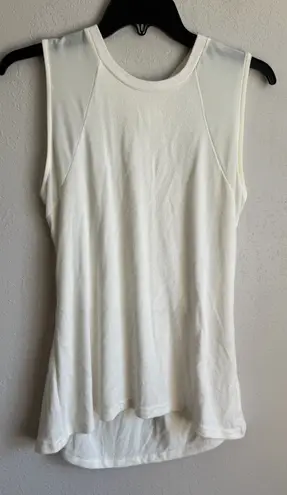 Zyia Active Cream White Sheer Back Sleeveless Tank Blouse Womens M Athletic