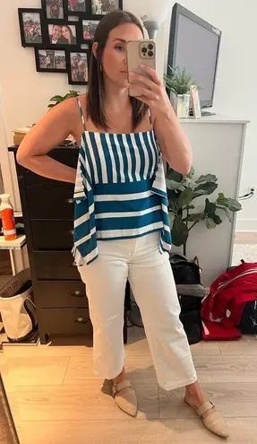TOME x RTR Blue White Handkerchief Hem Striped Tank Top Size Medium