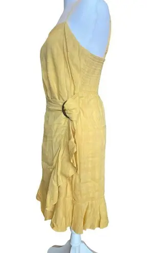 American Eagle  Yellow Ruffled Boho Wrap Dress Womens Large