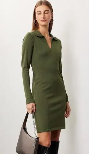 Ronny Kobo Sz XS Green Long Sleeve Polo Collar Sweater Mini Dress v