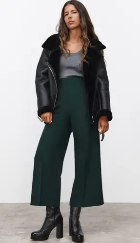 ZARA High Waisted Culottes in Dark Green Size Medium