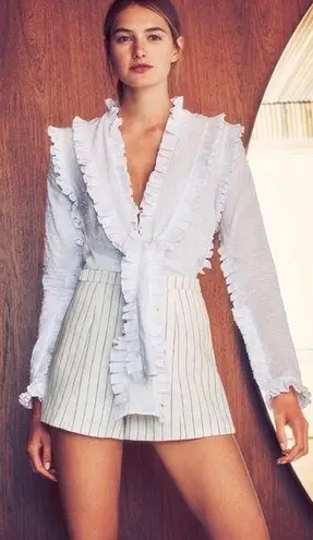 Alexis Burton Ruffled Cotton Blouse Size Large Gently Used