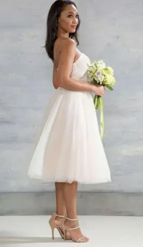 Chi Chi London Blush Pink Strapless Tulle & Lace Ballerina ModCloth Midi Gown by ChiChi Size 2