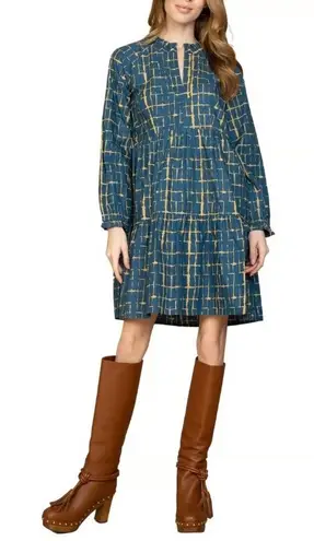 Tuckernuck Olivia James the Label Waverly Dress Size L Mini Of The Grid Might Blue Size L