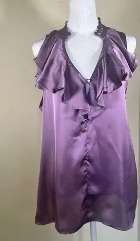 Violet+Claire Purple V-Neck Ruffle Sleeveless Blouse Tank Top - Size Medium