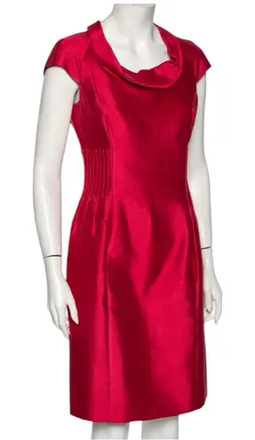 Armani Collezioni Red Silk Blend Dress Women’s Size 6 – Made in Italy Cowl Neck