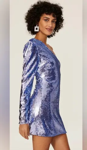 Bardot Blue Sequin One Shoulder Dress Periwinkle Blue-Purple Mini Dress sz 12