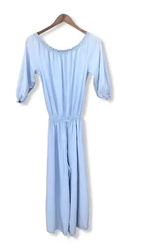 Walter Baker Kaiser Blue Light Wash Chambray Wide Leg Cropped Jumpsuit Medium