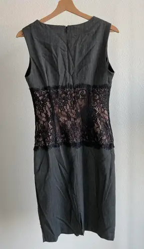 Moda International Gray Lace Trim Midi Dress