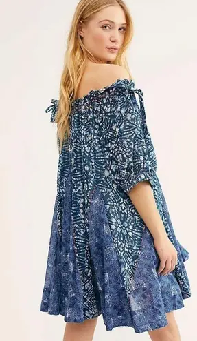 Free People  JET SET MINI DRESS IN INDIGO COMBO SIZE XS