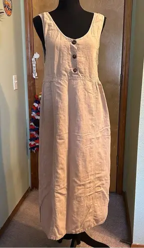 Bohemia tan sleeveless shift dress size S linen cotton blend lightweight