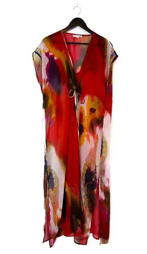 Michael Stars “Pastel Gardens” Abstract Print Sheer Swim Cover Up One Size