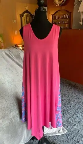 LOGO By Lori Goldstein Pink Sleeveless Dress with Floral Accents size Medium NWT
