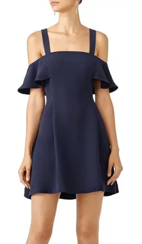Likely Bellamy Cold Should Ruffle Mini Dress in Navy Blue Size 4