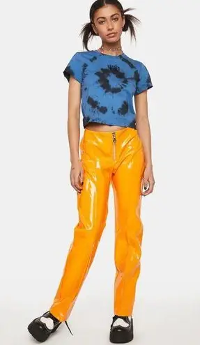 The Ragged Priest Orange Faux Patent Leather Straight Leg Pants