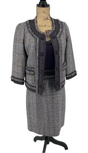 Rebecca Taylor Rebecca‎ Taylor 2 Pc Purple Tweed Dress Jacket A Line Silk Classic Retro Office