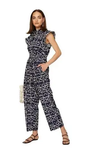 Busayo Collective x Rent the Runway Ruffle Jumpsuit Navy Blue XO Size 6