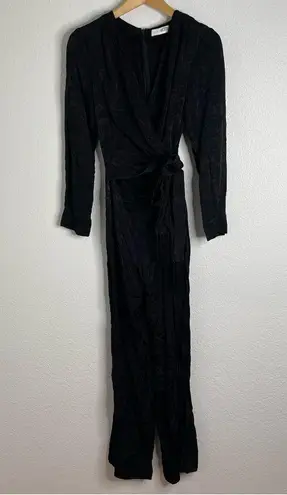 Jonathan Simkhai Julia Wrapped Jumpsuit Black Satin Size 2