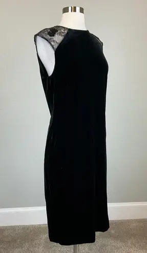 Ralph Lauren  Women's Cocktail Dress Size 14 Black Sequined Velvet Midi Sheath