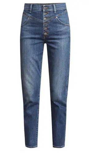 Veronica Beard Ryleigh Slim Straight High Rise Jean in Laguna Wash